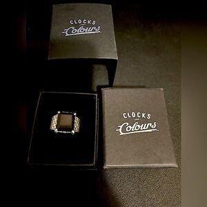 Clocks and Colours Silver and Black Ring